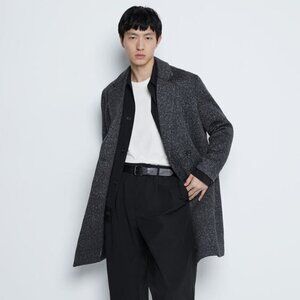 BRAND New Zara Heathered Stretch Knit Long Coat Large